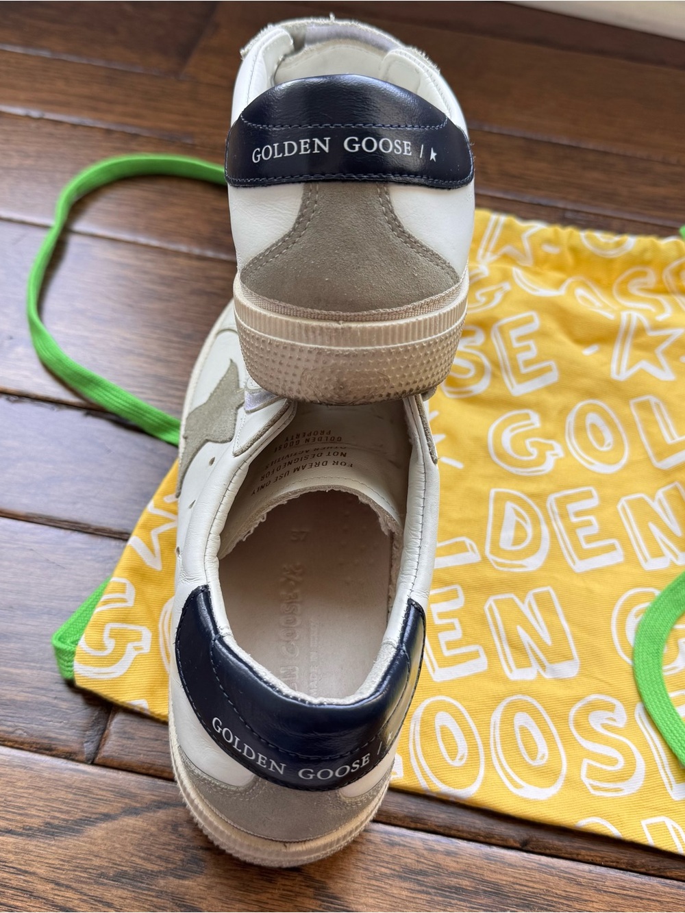 Golden Goose White Sneakers with Gray Star and Navy- Velcro straps -rare find! - Picture 6 of 11
